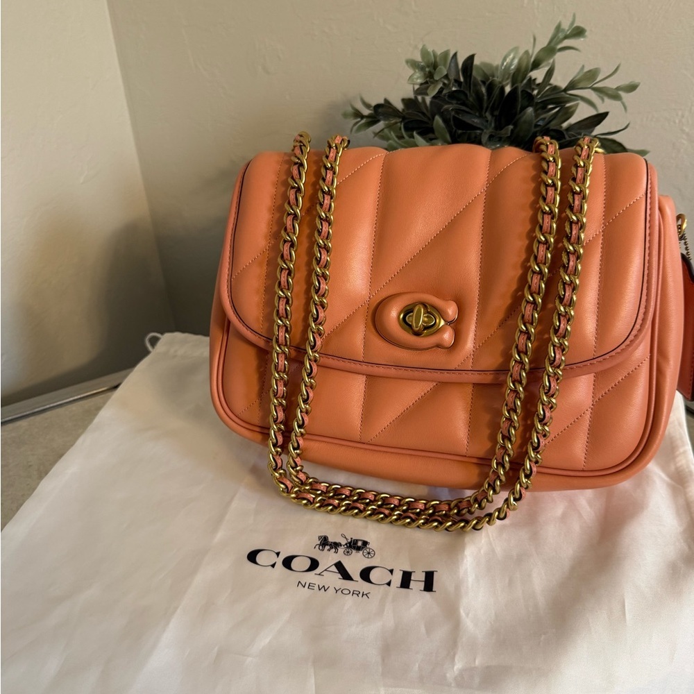 New Without Tag Coach Quilted Pillow Madison In Light Coral,